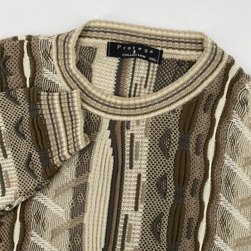 Protege Collection Mens XXL Sweater Knit Pullover Brown Beige Patterned